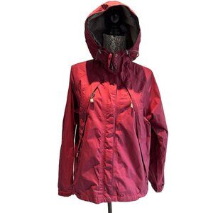 The North Face, Woman's Medium, HyVent rain jacket, BURGUNDY, zip pockets & hood